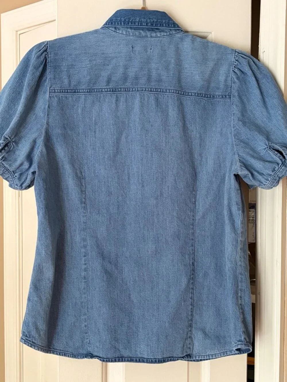 J.Crew Chambray Puff Sleeve Button-Up Shirt Blue Size M
